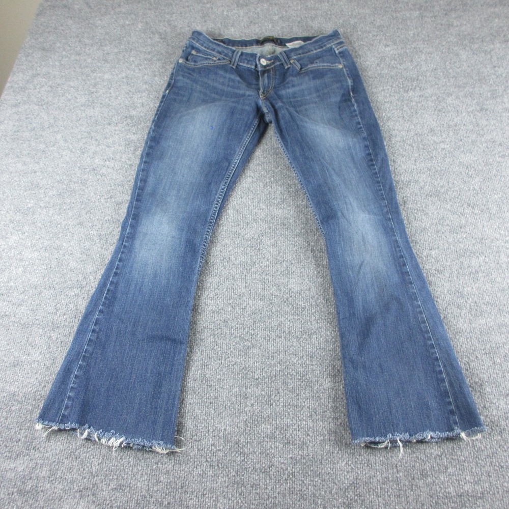 Levi's 524 Too Superlow Jeans Women 7M Blue Bootcut Distressed Retro Denim